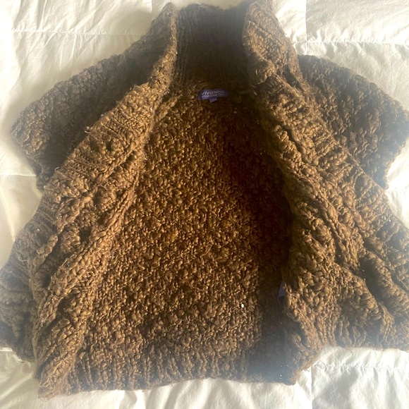 Teddy Brown Button Down Crop Sweater - Picture 3 of 4